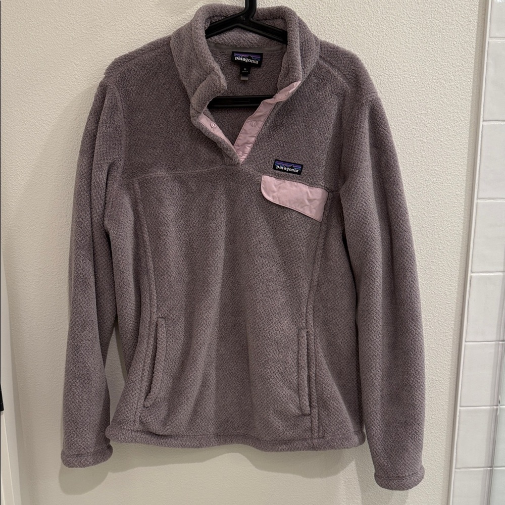Patagonia Heathered Gray Fleece purple